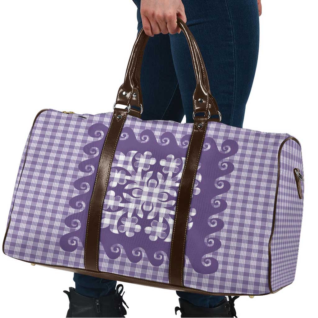 Purple Ulu Palaka Quilt Pattern Travel Bag Hawaii Culture Breadfruit LT9 - Polynesian Pride