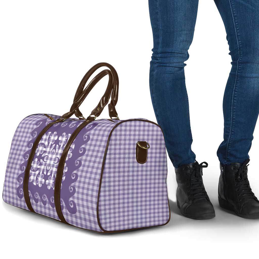 Purple Ulu Palaka Quilt Pattern Travel Bag Hawaii Culture Breadfruit LT9 - Polynesian Pride