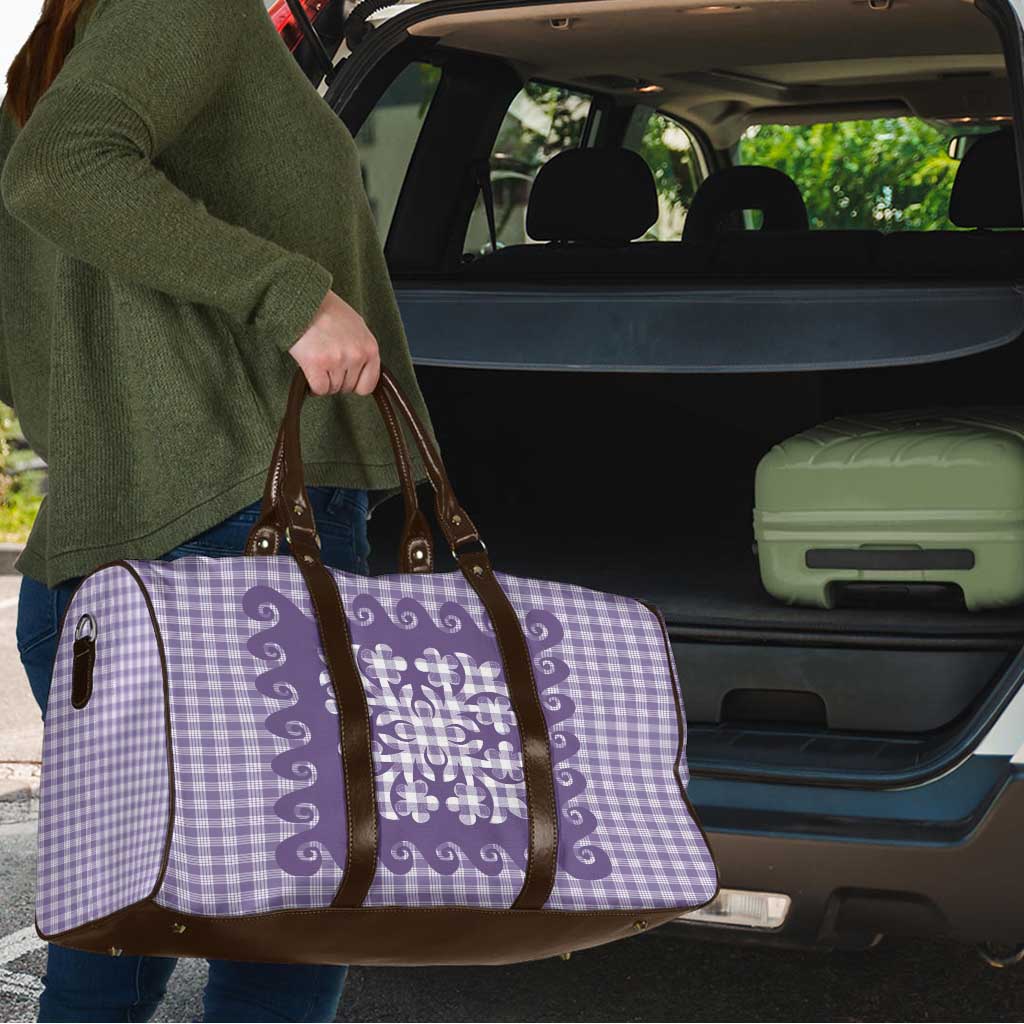 Purple Ulu Palaka Quilt Pattern Travel Bag Hawaii Culture Breadfruit LT9 - Polynesian Pride