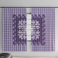 Purple Ulu Palaka Quilt Pattern Window Curtain Hawaii Culture Breadfruit LT9 With Hooks Purple - Polynesian Pride