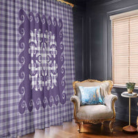 Purple Ulu Palaka Quilt Pattern Window Curtain Hawaii Culture Breadfruit LT9 - Polynesian Pride
