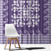 Purple Ulu Palaka Quilt Pattern Window Curtain Hawaii Culture Breadfruit LT9 - Polynesian Pride