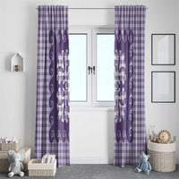 Purple Ulu Palaka Quilt Pattern Window Curtain Hawaii Culture Breadfruit LT9 - Polynesian Pride