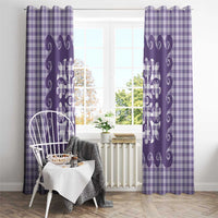 Purple Ulu Palaka Quilt Pattern Window Curtain Hawaii Culture Breadfruit LT9 - Polynesian Pride