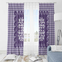 Purple Ulu Palaka Quilt Pattern Window Curtain Hawaii Culture Breadfruit LT9 - Polynesian Pride
