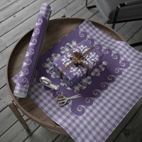 Purple Ulu Palaka Quilt Pattern Wrapping Paper Hawaii Culture Breadfruit LT9 - Polynesian Pride