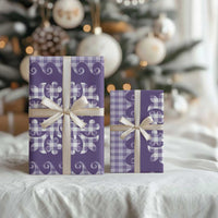 Purple Ulu Palaka Quilt Pattern Wrapping Paper Hawaii Culture Breadfruit LT9 - Polynesian Pride