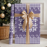 Purple Ulu Palaka Quilt Pattern Wrapping Paper Hawaii Culture Breadfruit LT9 - Polynesian Pride