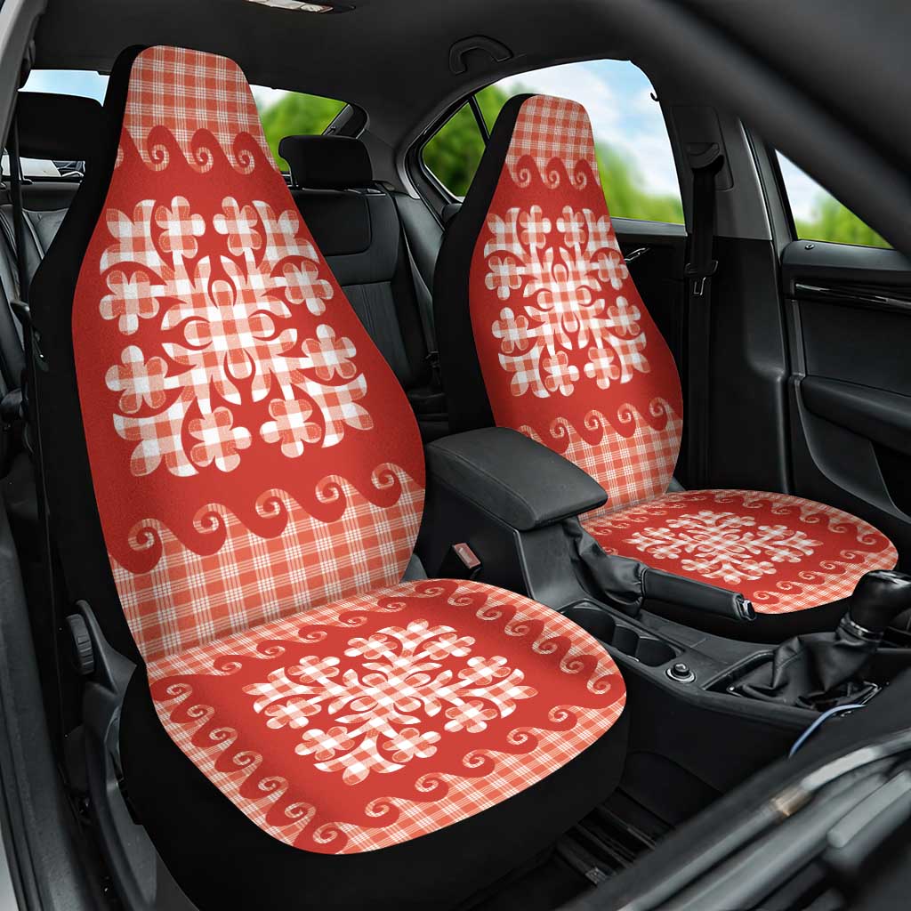 Red Ulu Palaka Quilt Pattern Car Seat Cover Hawaii Culture Breadfruit LT9 One Size Red - Polynesian Pride