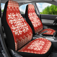 Red Ulu Palaka Quilt Pattern Car Seat Cover Hawaii Culture Breadfruit LT9 - Polynesian Pride
