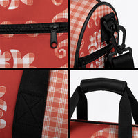 Red Ulu Palaka Quilt Pattern Duffle Bag Hawaii Culture Breadfruit LT9 - Polynesian Pride
