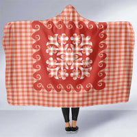 Red Ulu Palaka Quilt Pattern Hooded Blanket Hawaii Culture Breadfruit LT9 One Size Red - Polynesian Pride