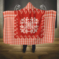 Red Ulu Palaka Quilt Pattern Hooded Blanket Hawaii Culture Breadfruit LT9 - Polynesian Pride