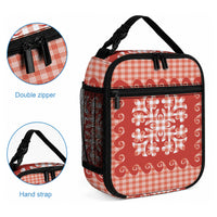 Red Ulu Palaka Quilt Pattern Lunch Bag Hawaii Culture Breadfruit LT9 - Polynesian Pride