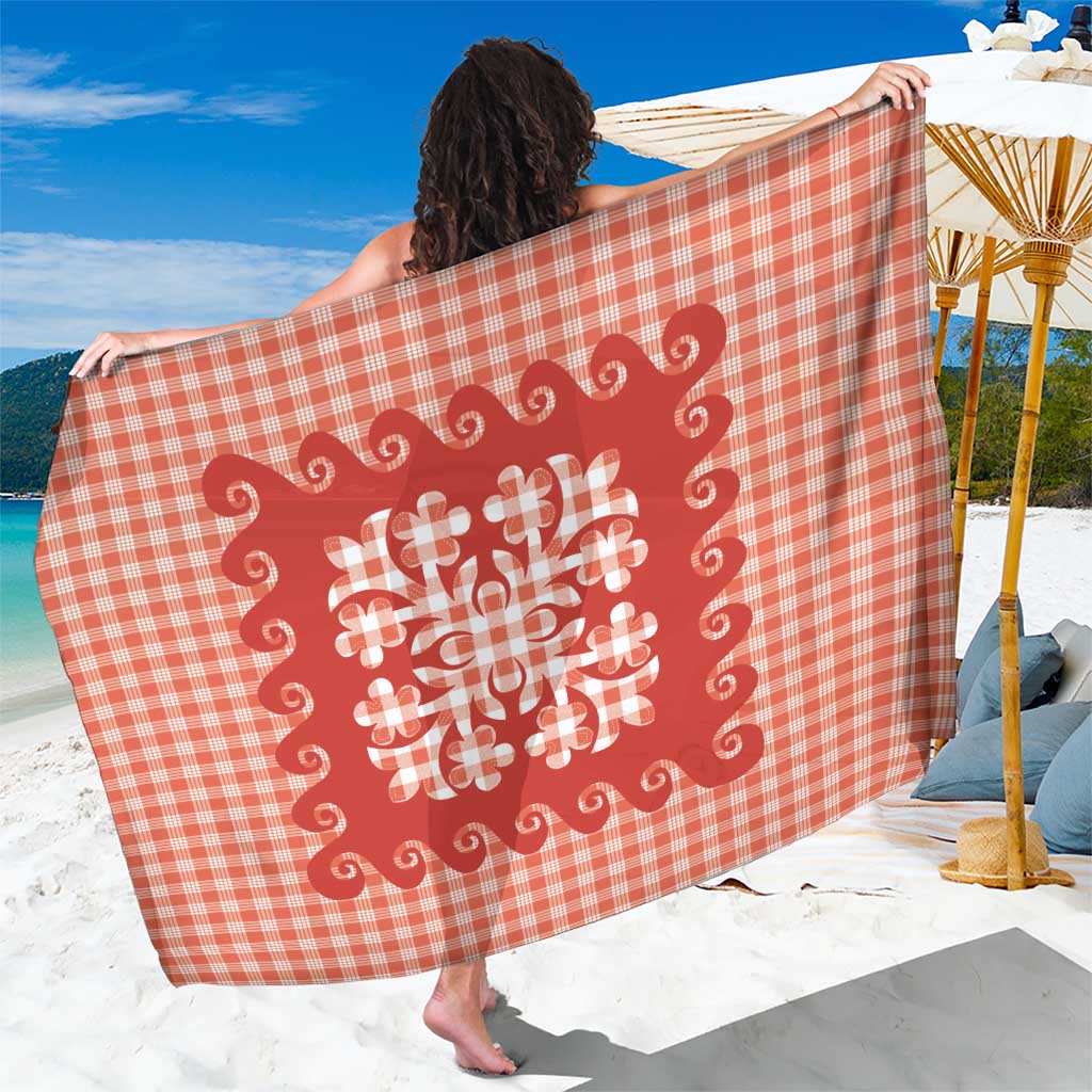 Red Ulu Palaka Quilt Pattern Sarong Hawaii Culture Breadfruit LT9 One Size 44 x 66 inches Red - Polynesian Pride