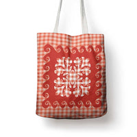 Red Ulu Palaka Quilt Pattern Tote Bag Hawaii Culture Breadfruit LT9 - Polynesian Pride