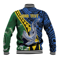 Personalised Crocodile and Shark Solomon Islands Baseball Jacket Polynesian Tribal Tattoo LT9 - Polynesian Pride