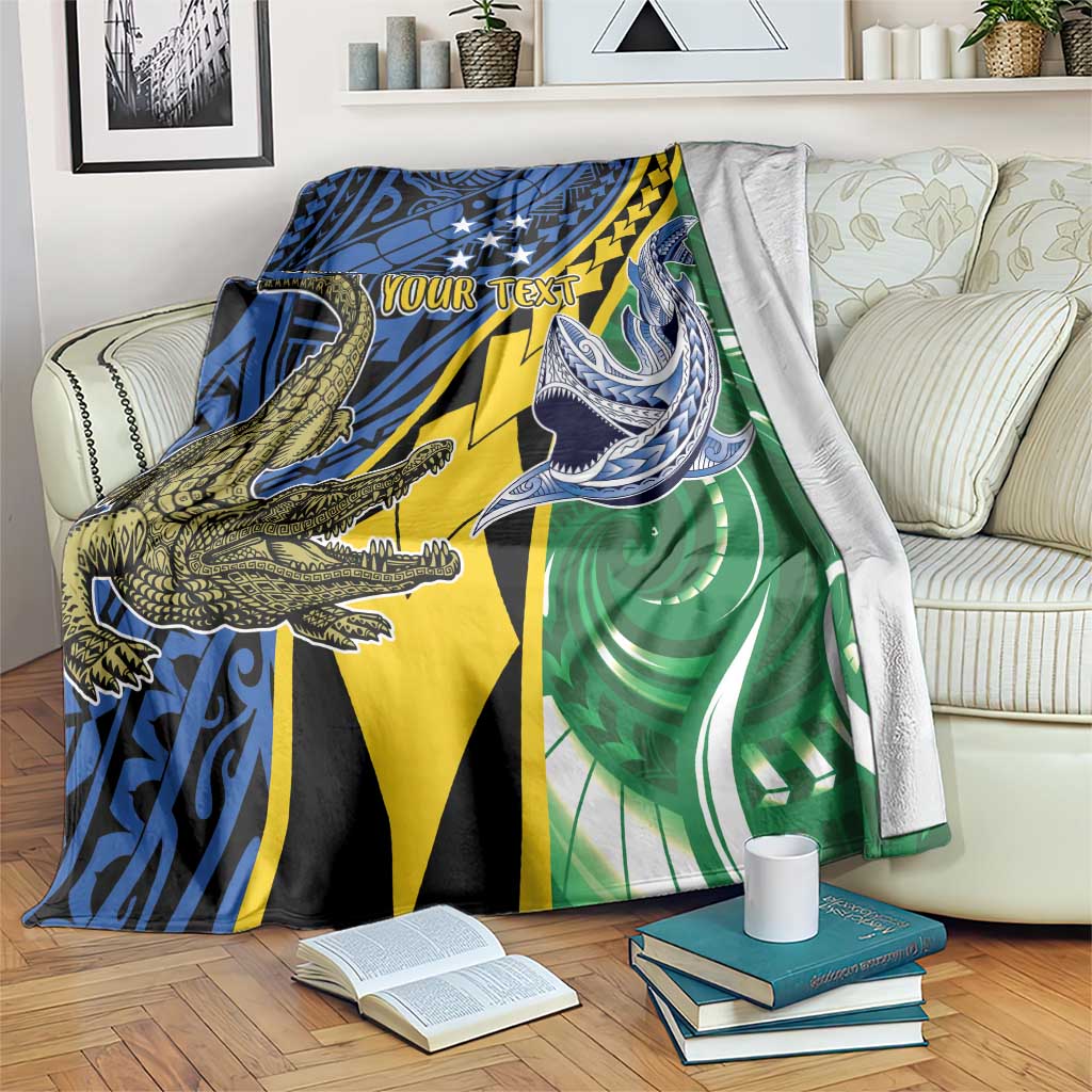 Personalised Crocodile and Shark Solomon Islands Blanket Polynesian Tribal Tattoo LT9 Green - Polynesian Pride