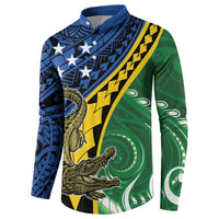 Personalised Crocodile and Shark Solomon Islands Button Sweatshirt Polynesian Tribal Tattoo LT9 - Polynesian Pride