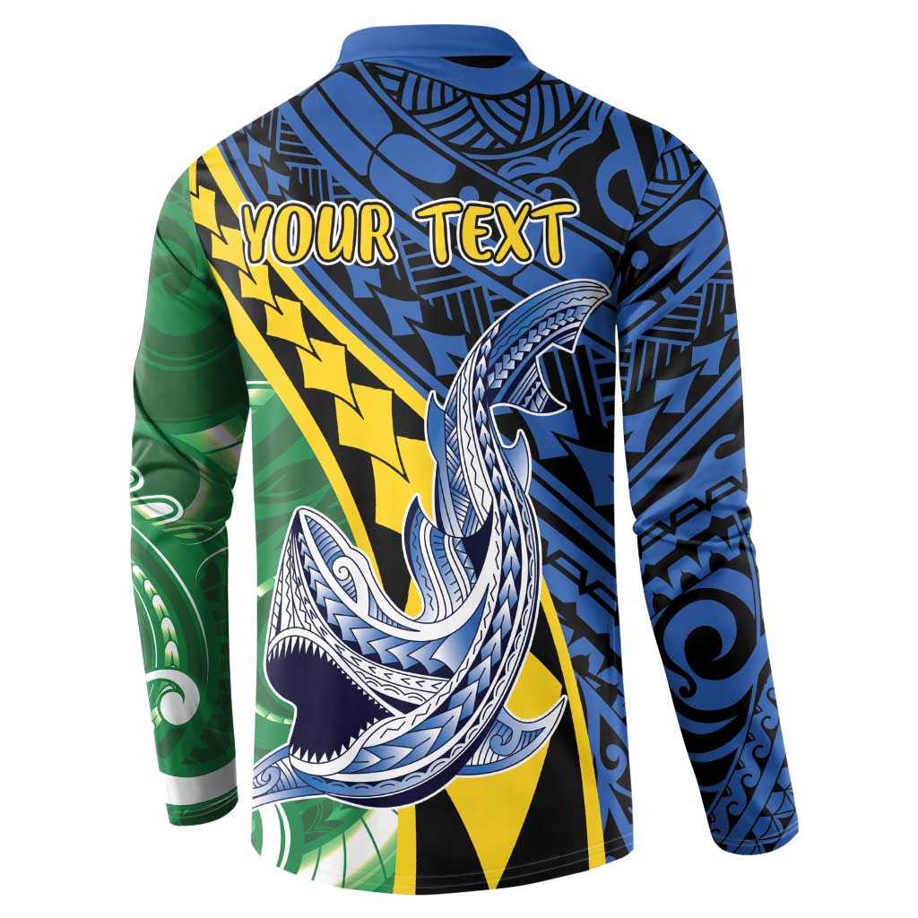 Personalised Crocodile and Shark Solomon Islands Button Sweatshirt Polynesian Tribal Tattoo LT9 - Polynesian Pride