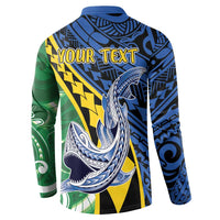 Personalised Crocodile and Shark Solomon Islands Button Sweatshirt Polynesian Tribal Tattoo LT9 - Polynesian Pride
