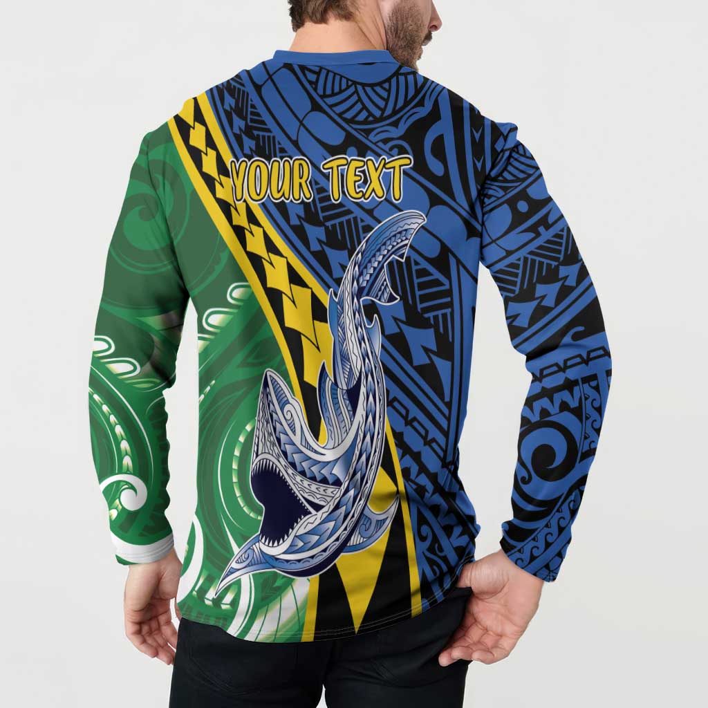 Personalised Crocodile and Shark Solomon Islands Button Sweatshirt Polynesian Tribal Tattoo LT9 - Polynesian Pride