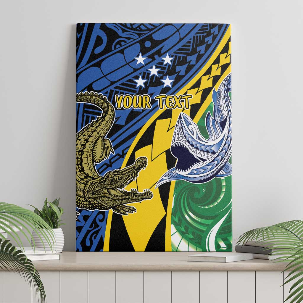 Personalised Crocodile and Shark Solomon Islands Canvas Wall Art Polynesian Tribal Tattoo LT9 - Polynesian Pride