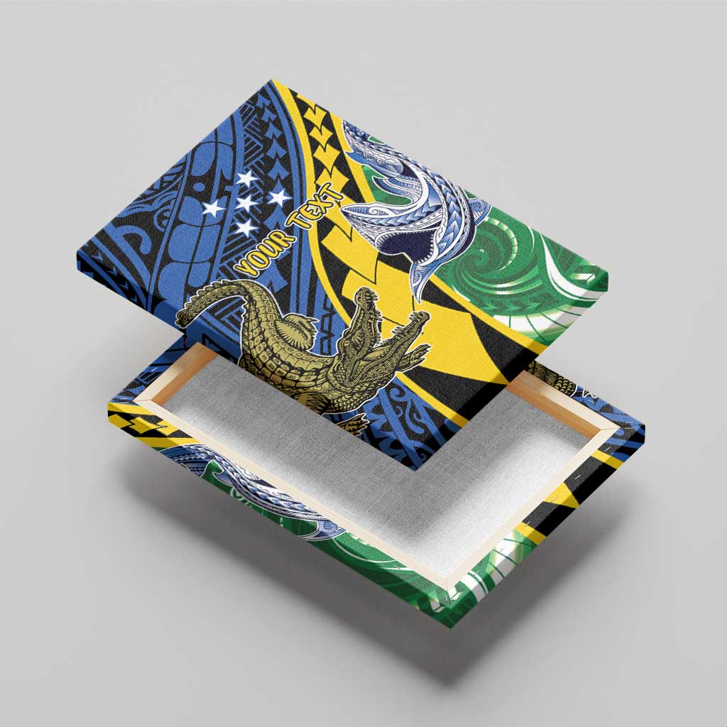 Personalised Crocodile and Shark Solomon Islands Canvas Wall Art Polynesian Tribal Tattoo LT9 - Polynesian Pride