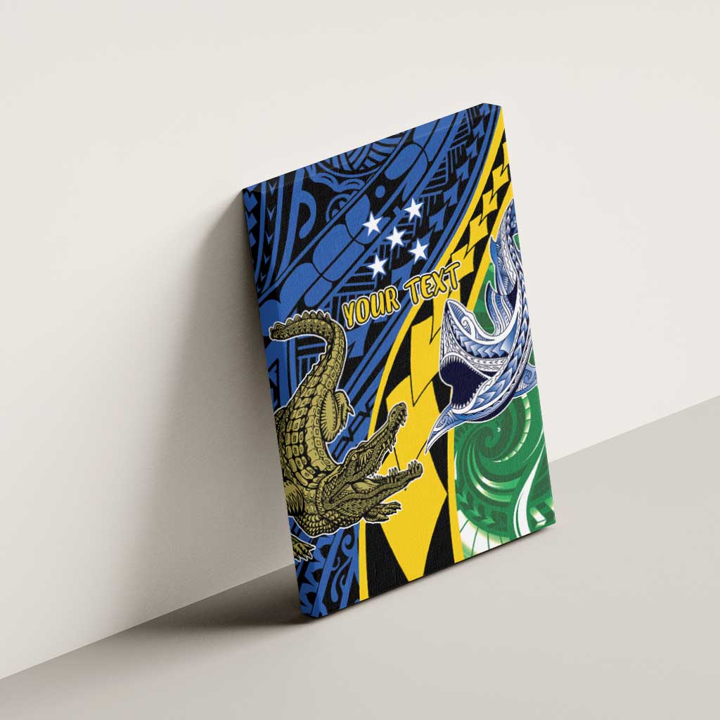 Personalised Crocodile and Shark Solomon Islands Canvas Wall Art Polynesian Tribal Tattoo LT9 - Polynesian Pride