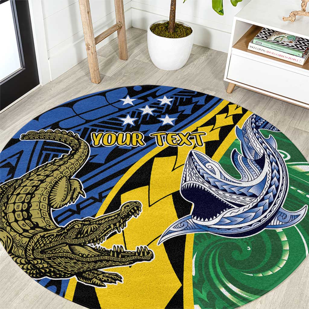 Personalised Crocodile and Shark Solomon Islands Round Carpet Polynesian Tribal Tattoo LT9 Green - Polynesian Pride