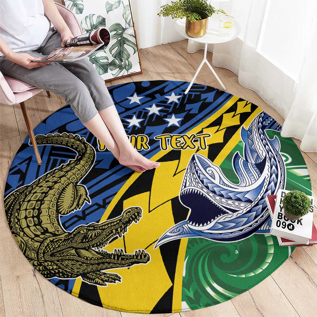 Personalised Crocodile and Shark Solomon Islands Round Carpet Polynesian Tribal Tattoo LT9 - Polynesian Pride