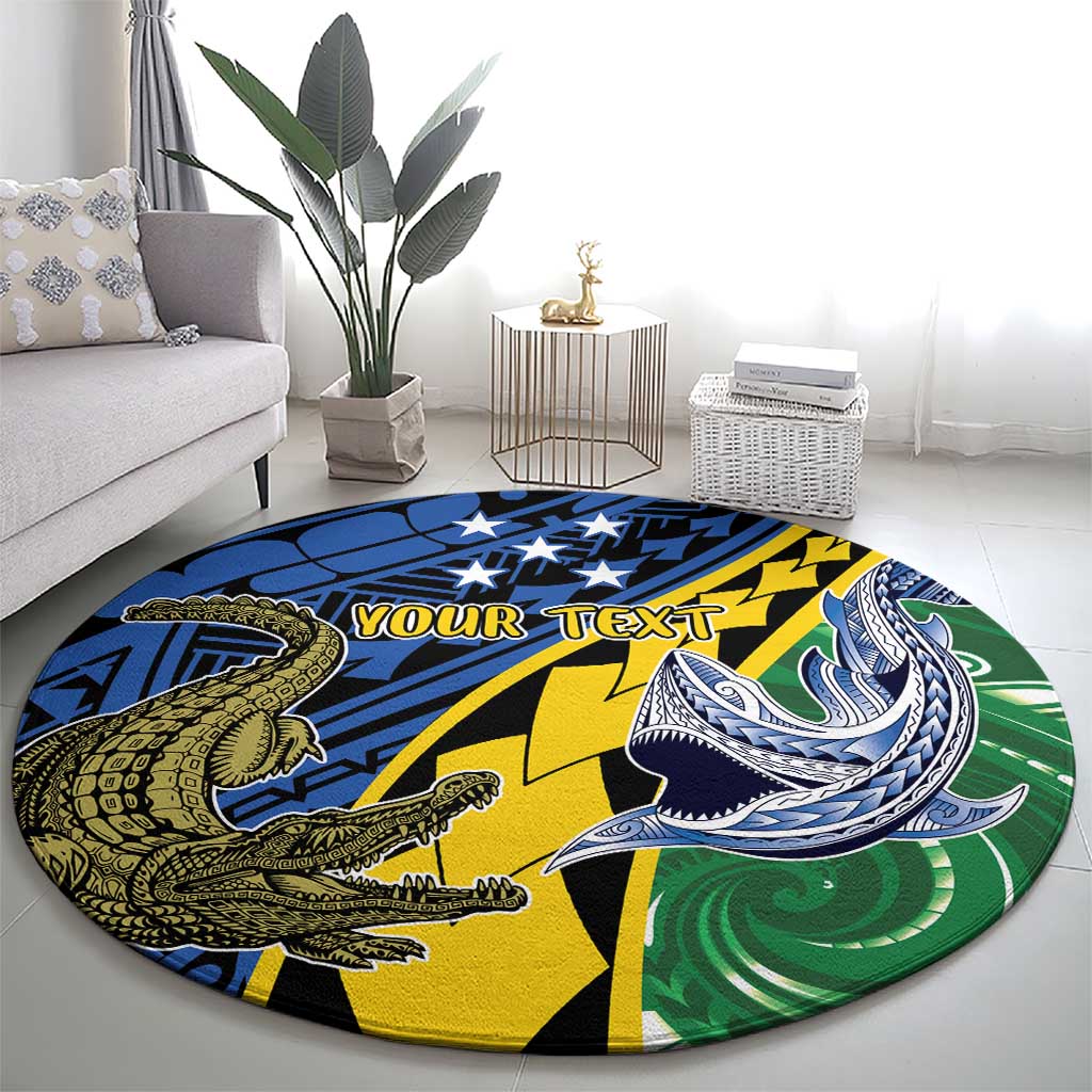 Personalised Crocodile and Shark Solomon Islands Round Carpet Polynesian Tribal Tattoo LT9 - Polynesian Pride