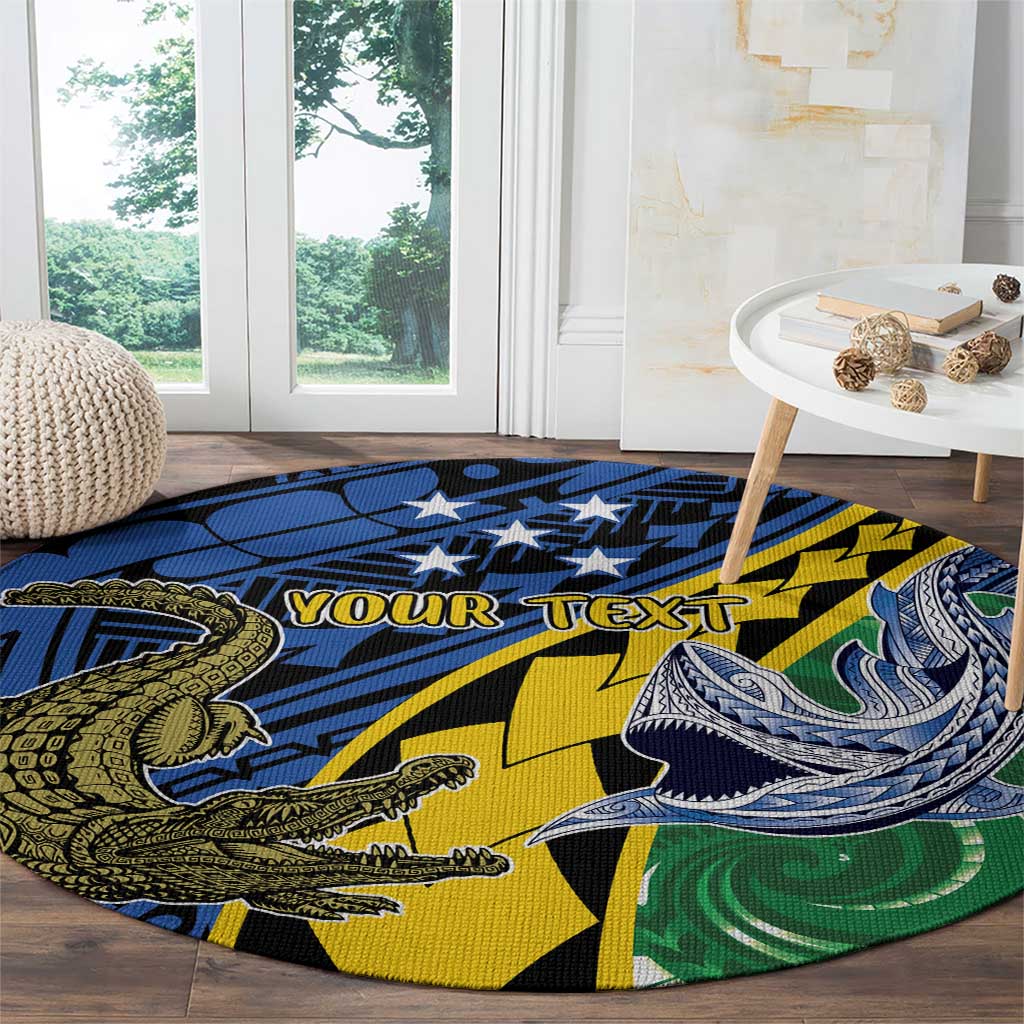 Personalised Crocodile and Shark Solomon Islands Round Carpet Polynesian Tribal Tattoo LT9 - Polynesian Pride