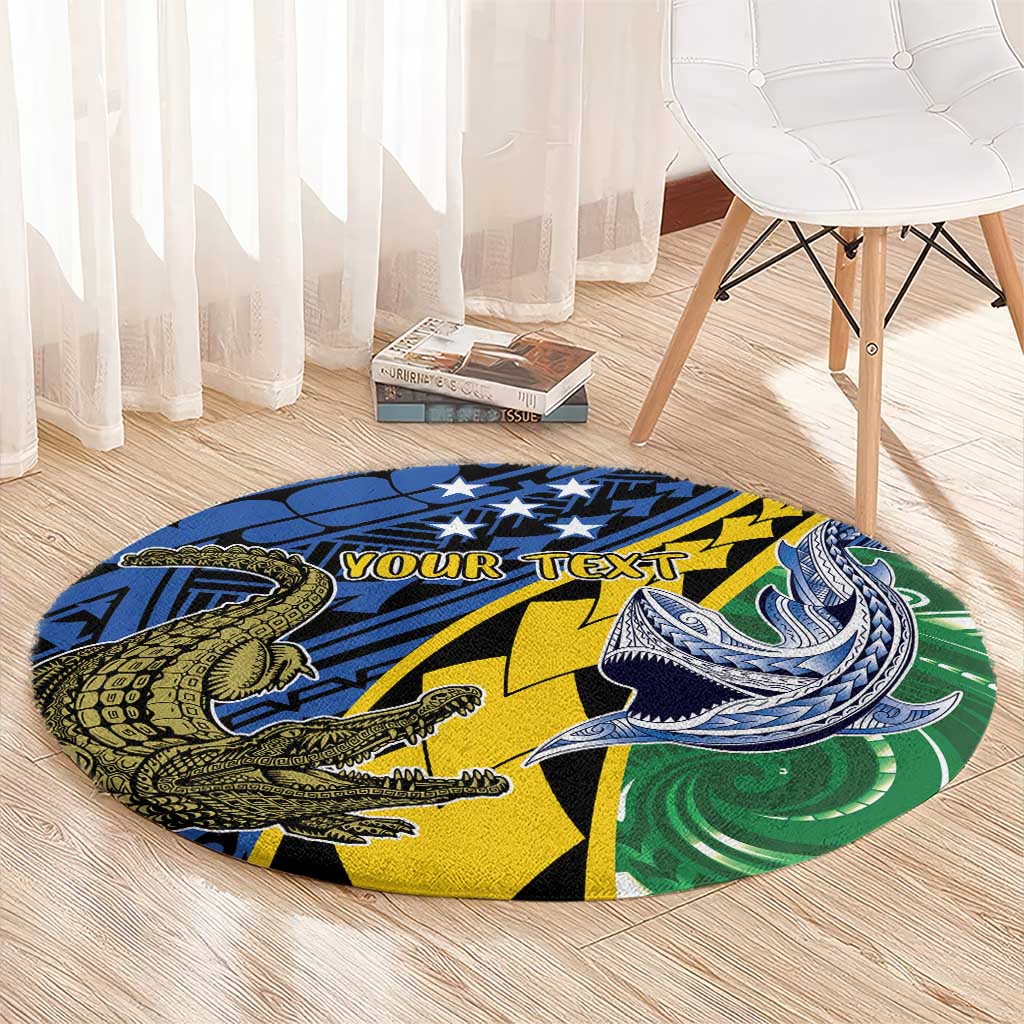 Personalised Crocodile and Shark Solomon Islands Round Carpet Polynesian Tribal Tattoo LT9 - Polynesian Pride