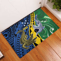 Personalised Crocodile and Shark Solomon Islands Rubber Doormat Polynesian Tribal Tattoo LT9 - Polynesian Pride