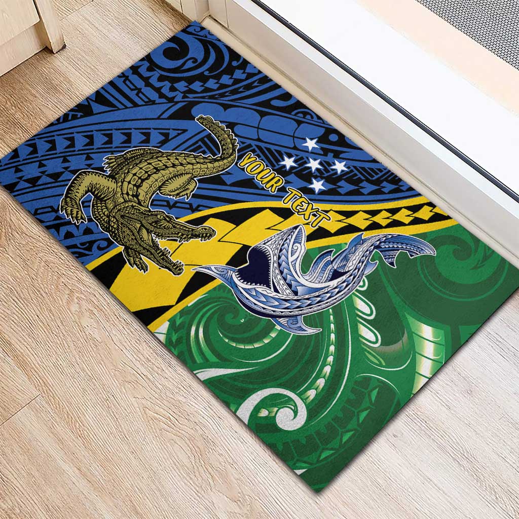 Personalised Crocodile and Shark Solomon Islands Rubber Doormat Polynesian Tribal Tattoo LT9 - Polynesian Pride
