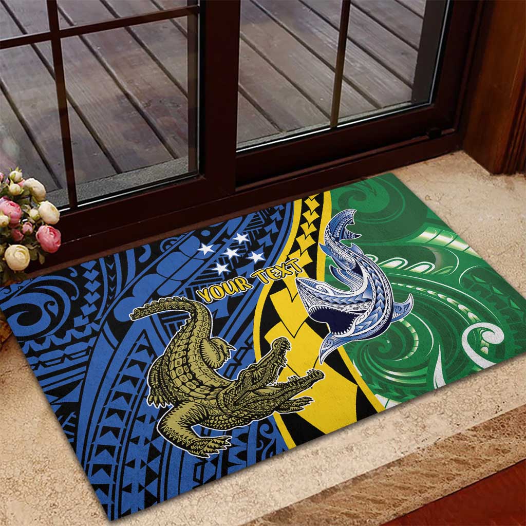 Personalised Crocodile and Shark Solomon Islands Rubber Doormat Polynesian Tribal Tattoo LT9 - Polynesian Pride