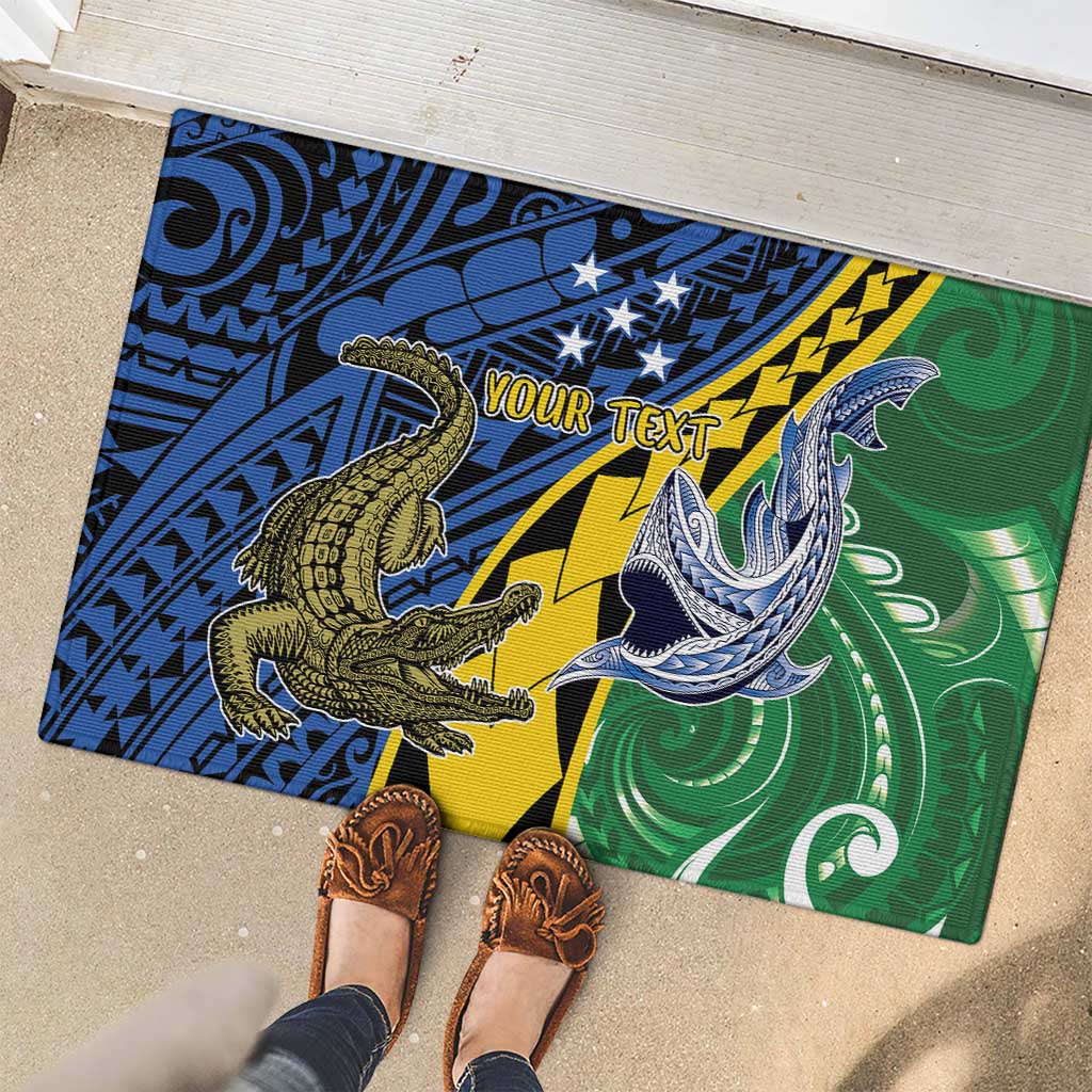 Personalised Crocodile and Shark Solomon Islands Rubber Doormat Polynesian Tribal Tattoo LT9 - Polynesian Pride