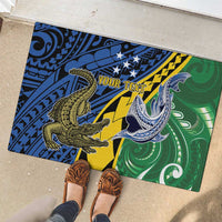 Personalised Crocodile and Shark Solomon Islands Rubber Doormat Polynesian Tribal Tattoo LT9 - Polynesian Pride