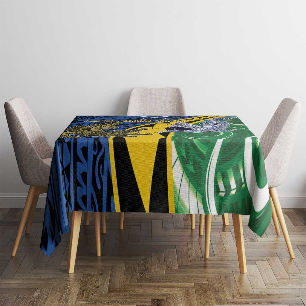 Personalised Crocodile and Shark Solomon Islands Tablecloth Polynesian Tribal Tattoo LT9 - Polynesian Pride