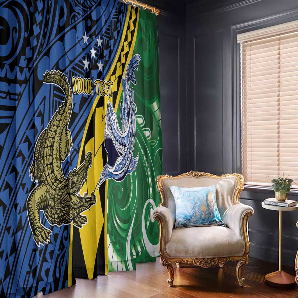 Personalised Crocodile and Shark Solomon Islands Window Curtain Polynesian Tribal Tattoo LT9 - Polynesian Pride