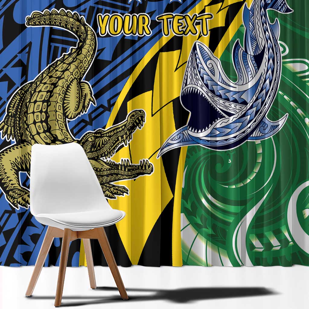 Personalised Crocodile and Shark Solomon Islands Window Curtain Polynesian Tribal Tattoo LT9 - Polynesian Pride