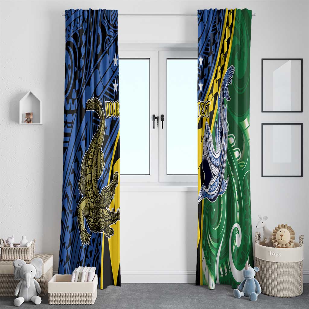 Personalised Crocodile and Shark Solomon Islands Window Curtain Polynesian Tribal Tattoo LT9 - Polynesian Pride