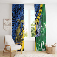 Personalised Crocodile and Shark Solomon Islands Window Curtain Polynesian Tribal Tattoo LT9 - Polynesian Pride