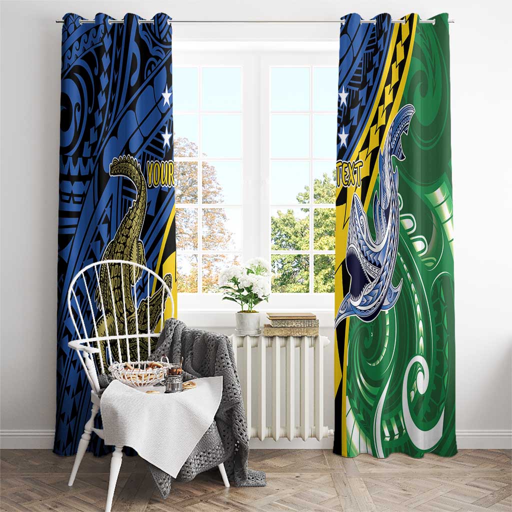 Personalised Crocodile and Shark Solomon Islands Window Curtain Polynesian Tribal Tattoo LT9 - Polynesian Pride