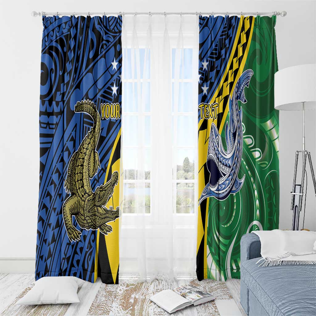 Personalised Crocodile and Shark Solomon Islands Window Curtain Polynesian Tribal Tattoo LT9 - Polynesian Pride