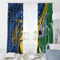 Personalised Crocodile and Shark Solomon Islands Window Curtain Polynesian Tribal Tattoo LT9 - Polynesian Pride