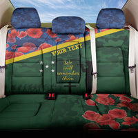 Personalised Solomon Islands Remembrance Day Back Car Seat Cover We Will Remember Them with Camouflage Style LT9 One Size Green - Polynesian Pride
