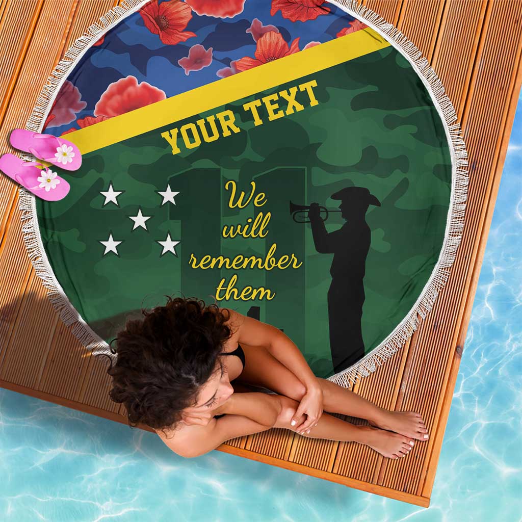 Personalised Solomon Islands Remembrance Day Beach Blanket We Will Remember Them with Camouflage Style LT9 - Polynesian Pride
