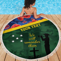 Personalised Solomon Islands Remembrance Day Beach Blanket We Will Remember Them with Camouflage Style LT9 - Polynesian Pride